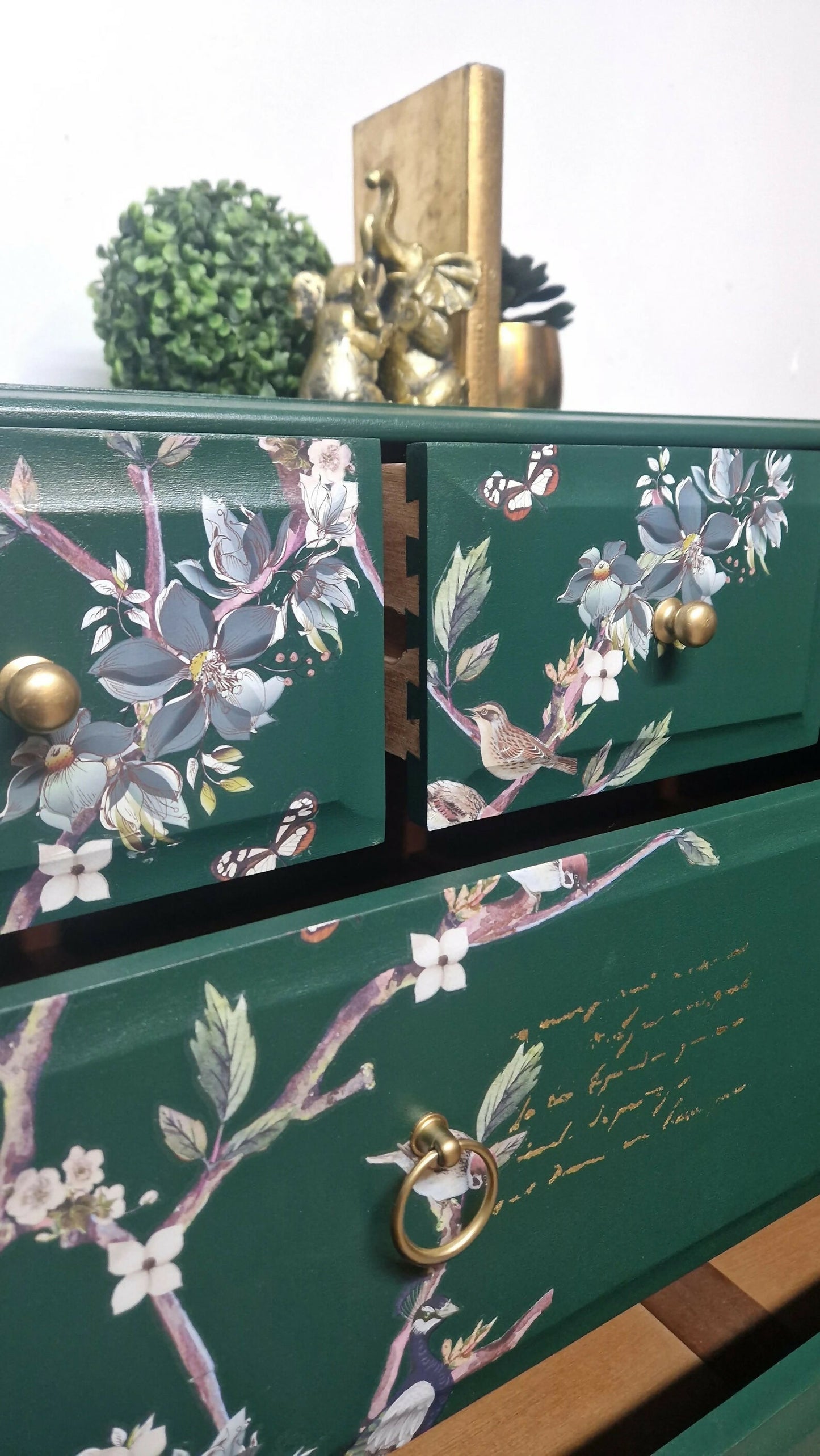 Stag green chest of drawers