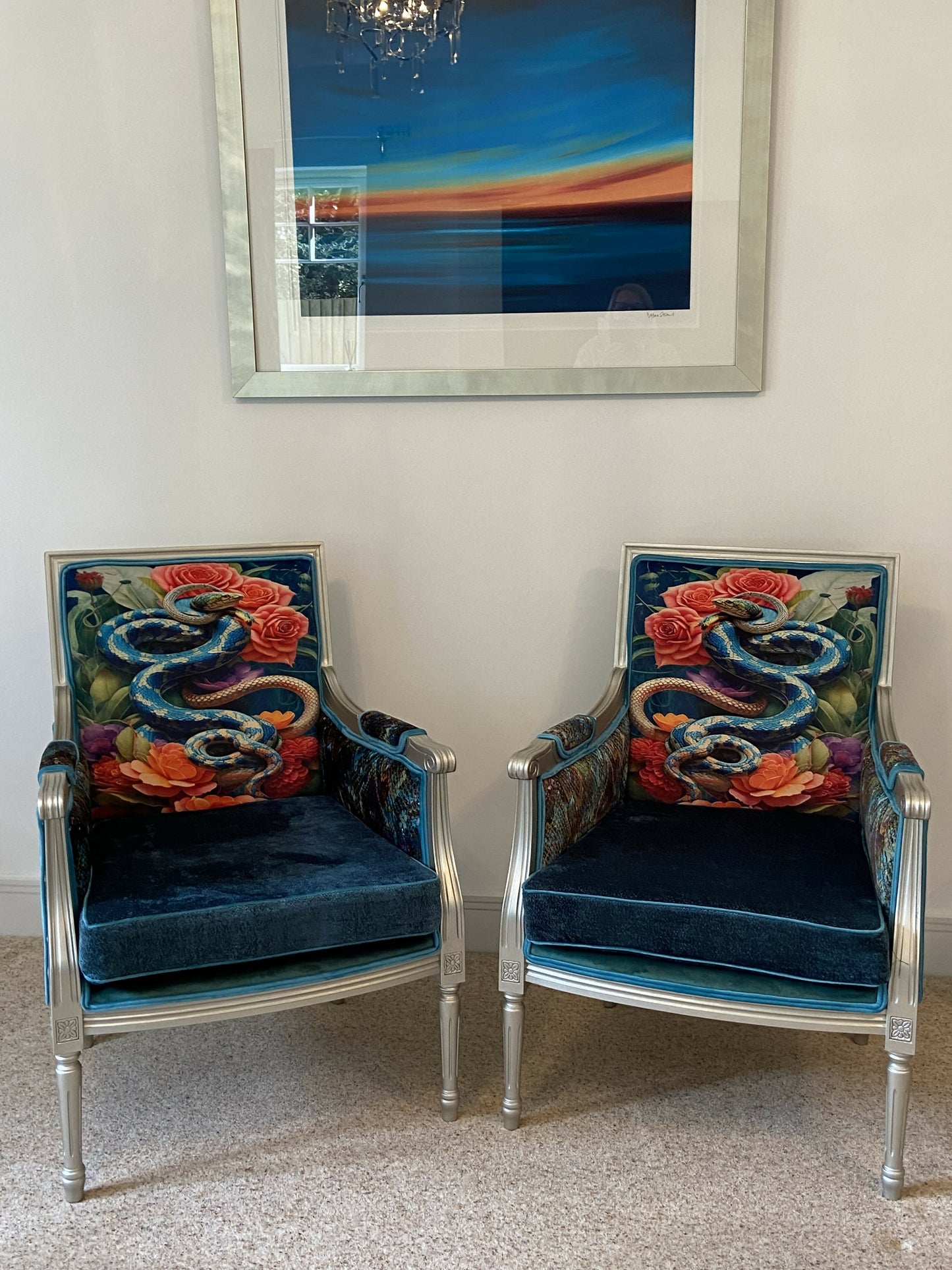 Pair Art Deco Style Armchairs