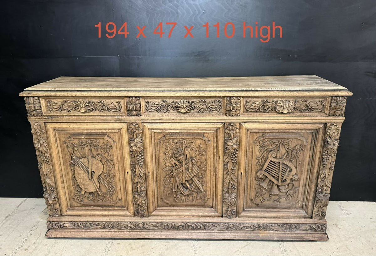 Superb French Carved Oak Sideboard