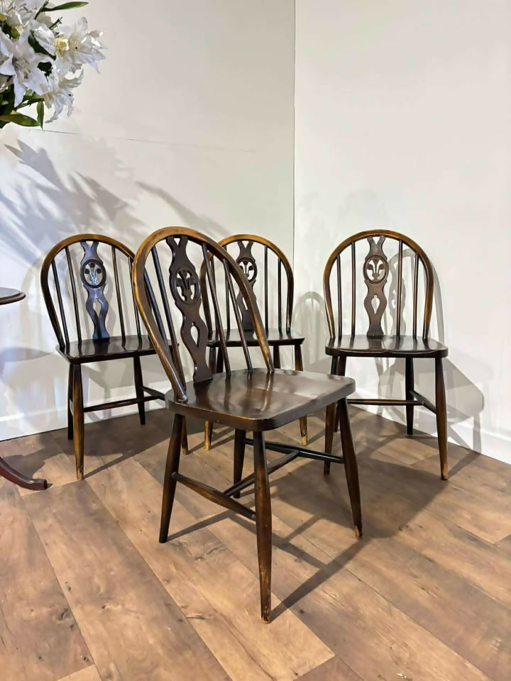Vintage Ercol Set of Four chairs v