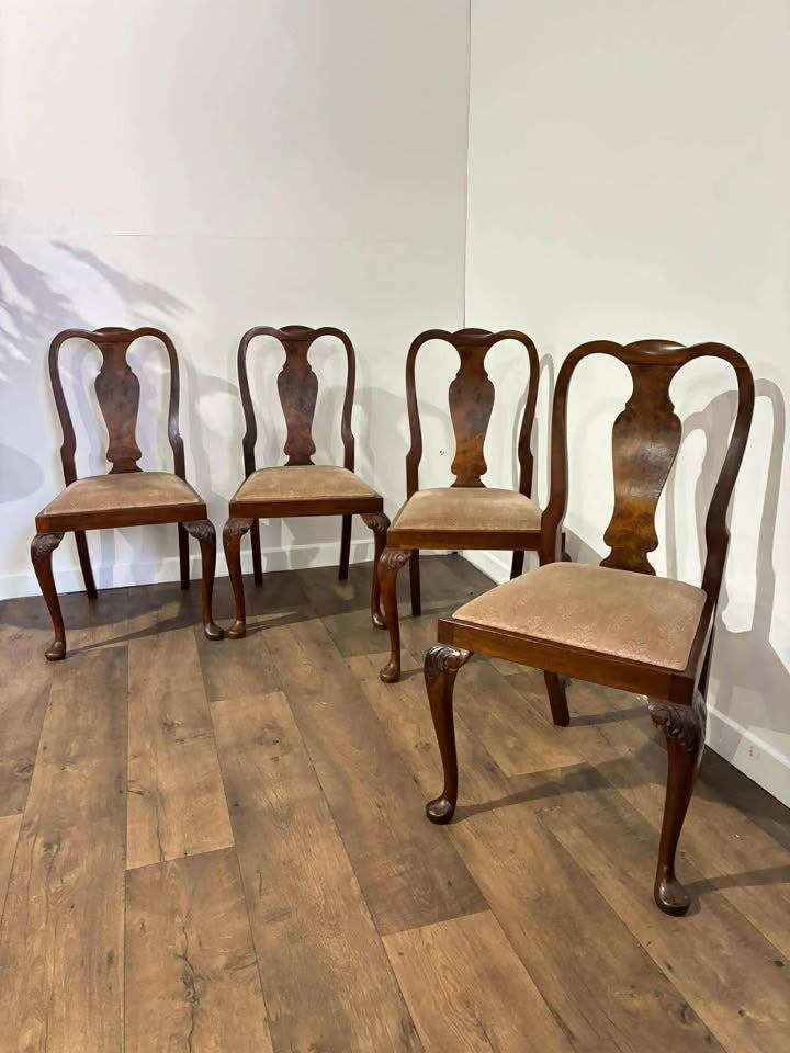 Set Of Four Georgian Style Walnut Dining Chairs