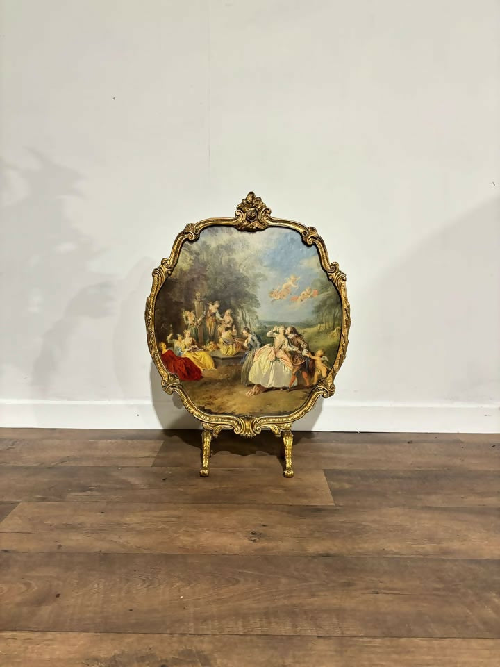 Antique Style Reproduction Painted Gilt Fire Screen9