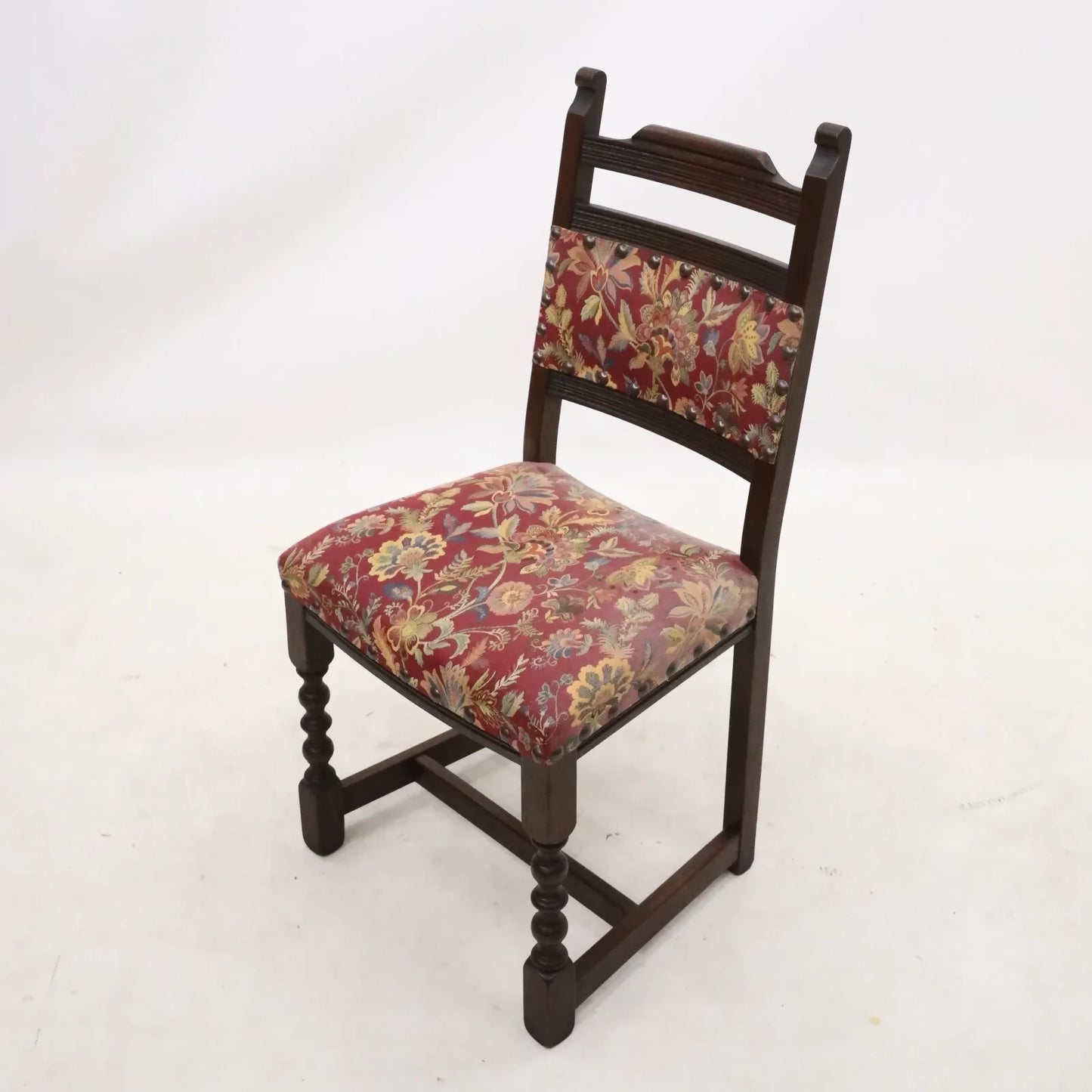 6 Old Charm Dining Chairs Tudor Brown Studded Upholstery FREE UK Delivery