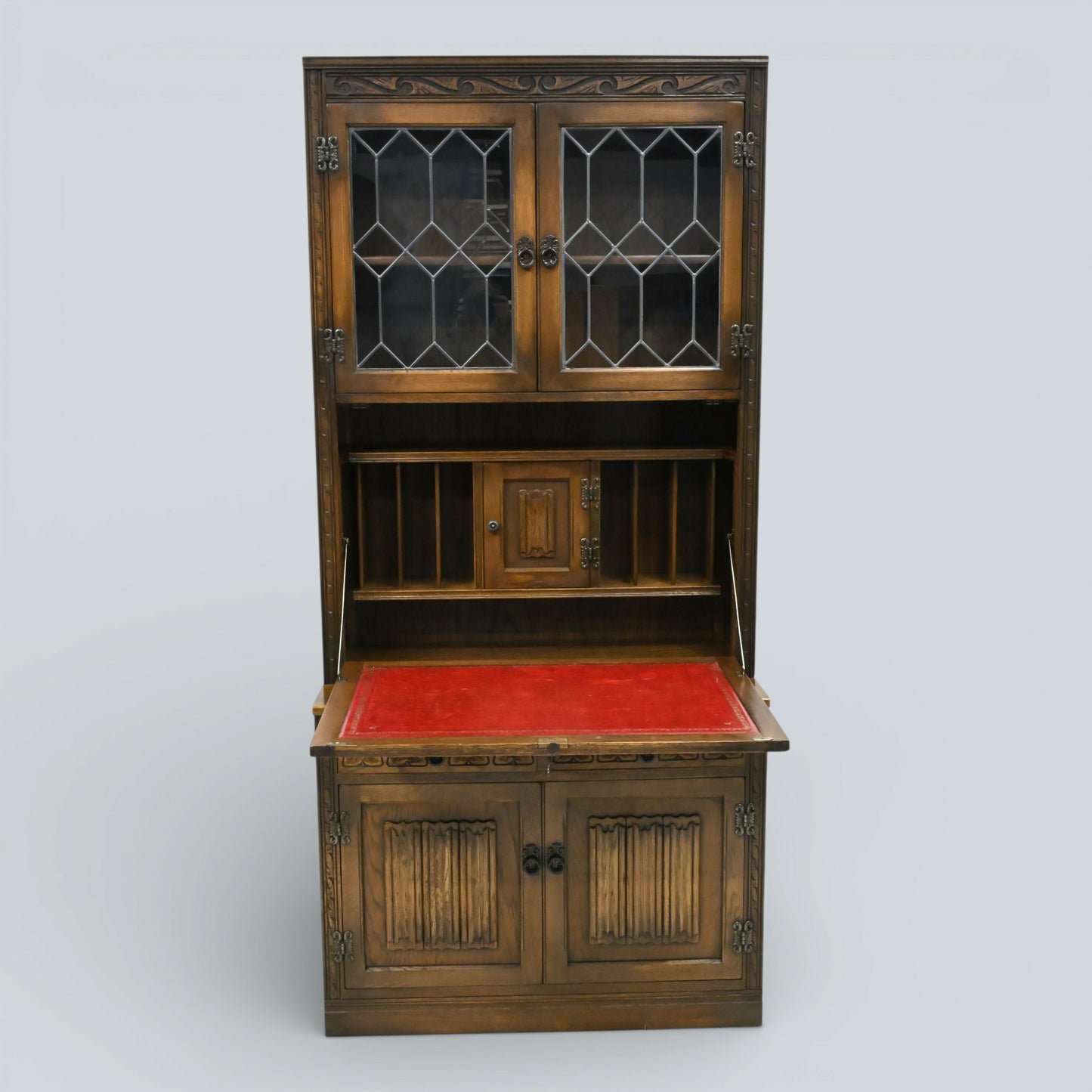 Old Charm Wall Unit Bookcase Display Bureau/Drinks Light Oak FREE UK Delivery*