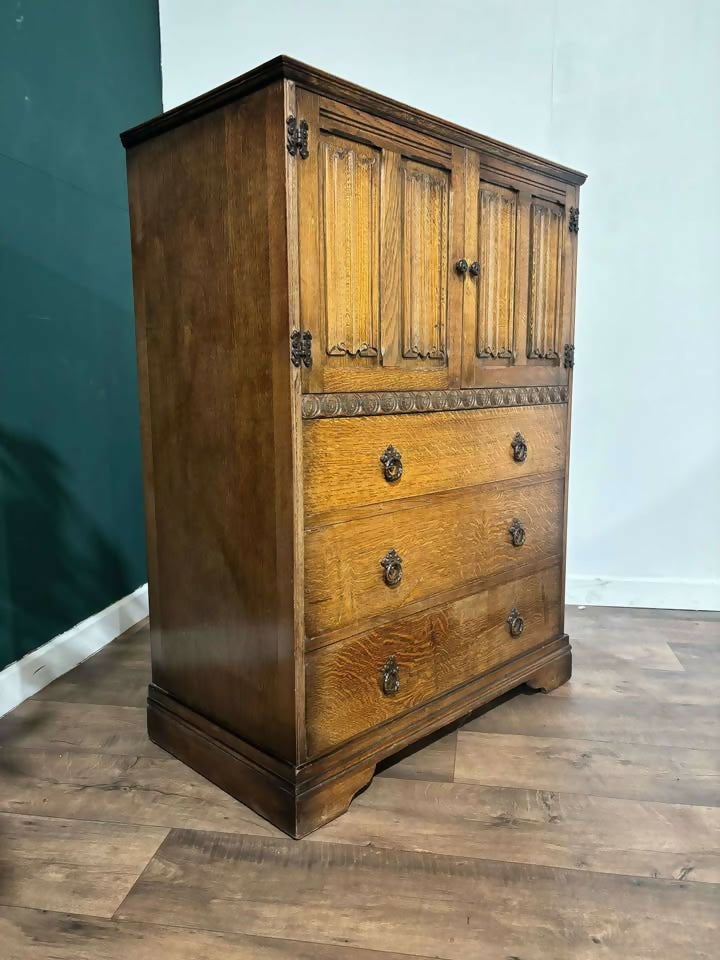 Vintage Oak Priory Tall Boy4