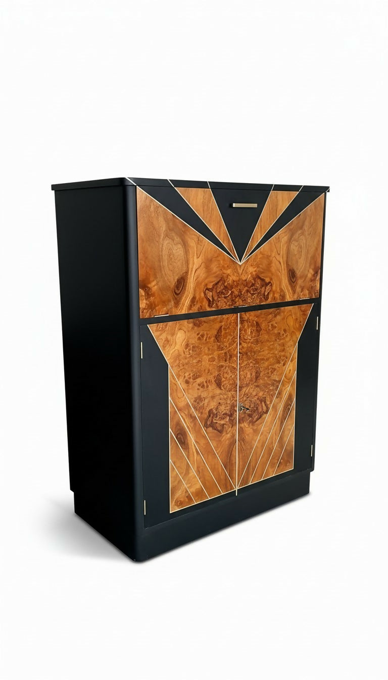 Vintage Art Deco Walnut Cocktail Cabinet