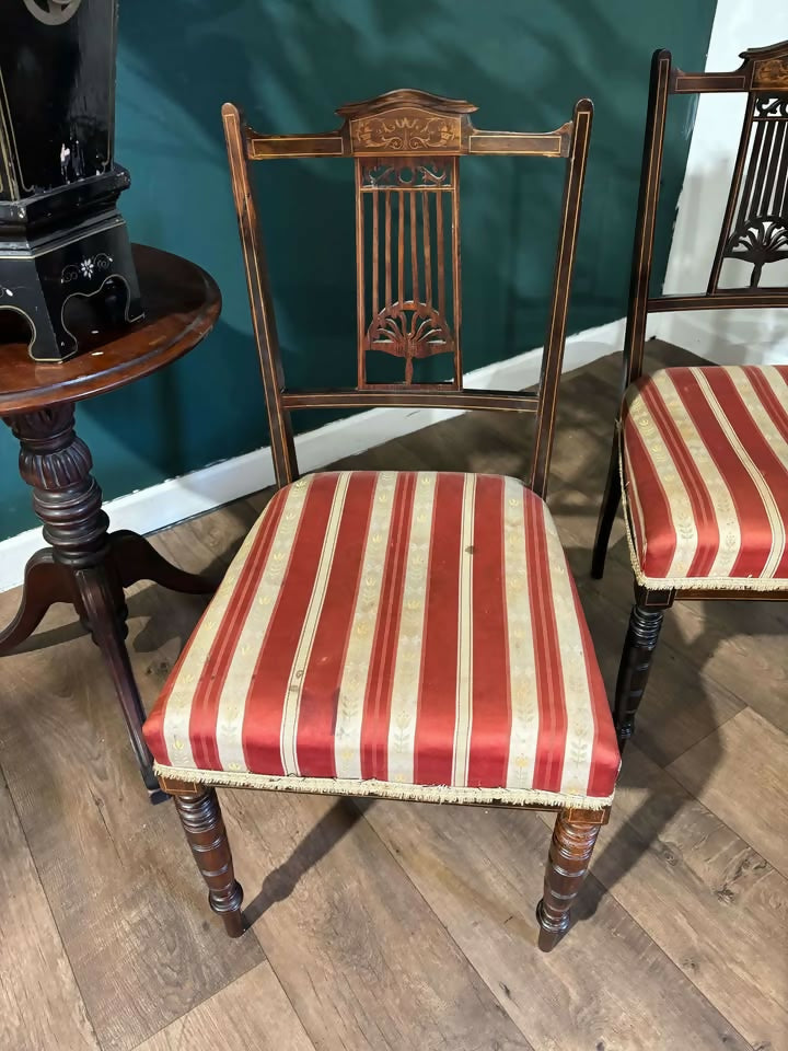 Set Of Four Victorian Inlaid Mahogany Dining Chairs4