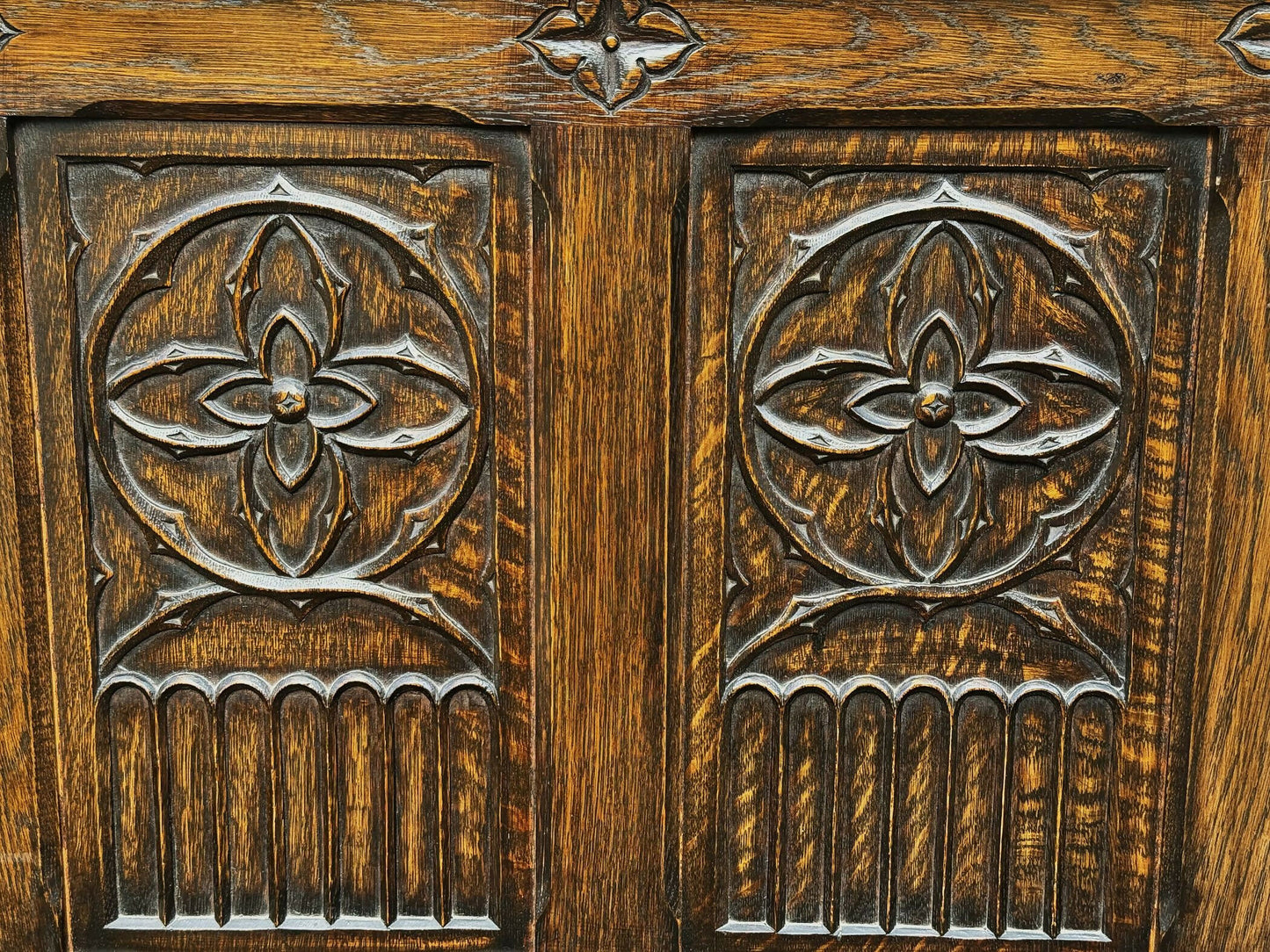 A Large Carved Oak Bedding or Blanket Box With Raised Linen Fold Panels