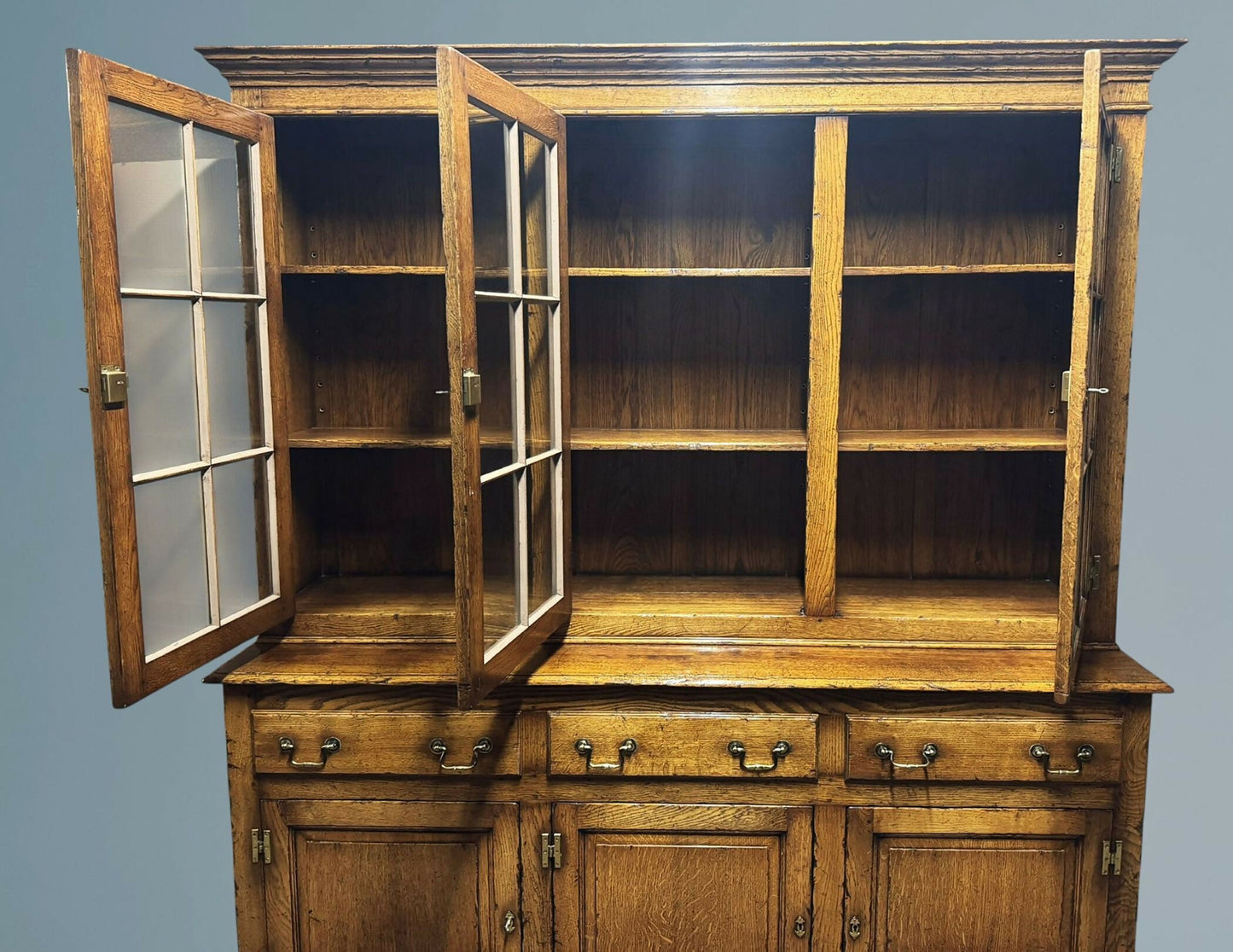 Good Quality Oak Glazed Bookcase