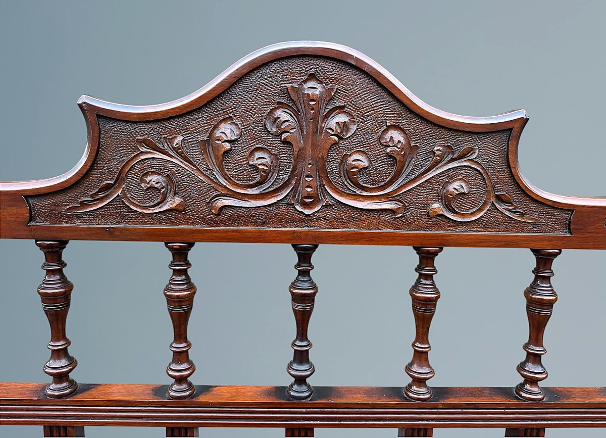 Antique Edwardian Carved Walnut Double Bed