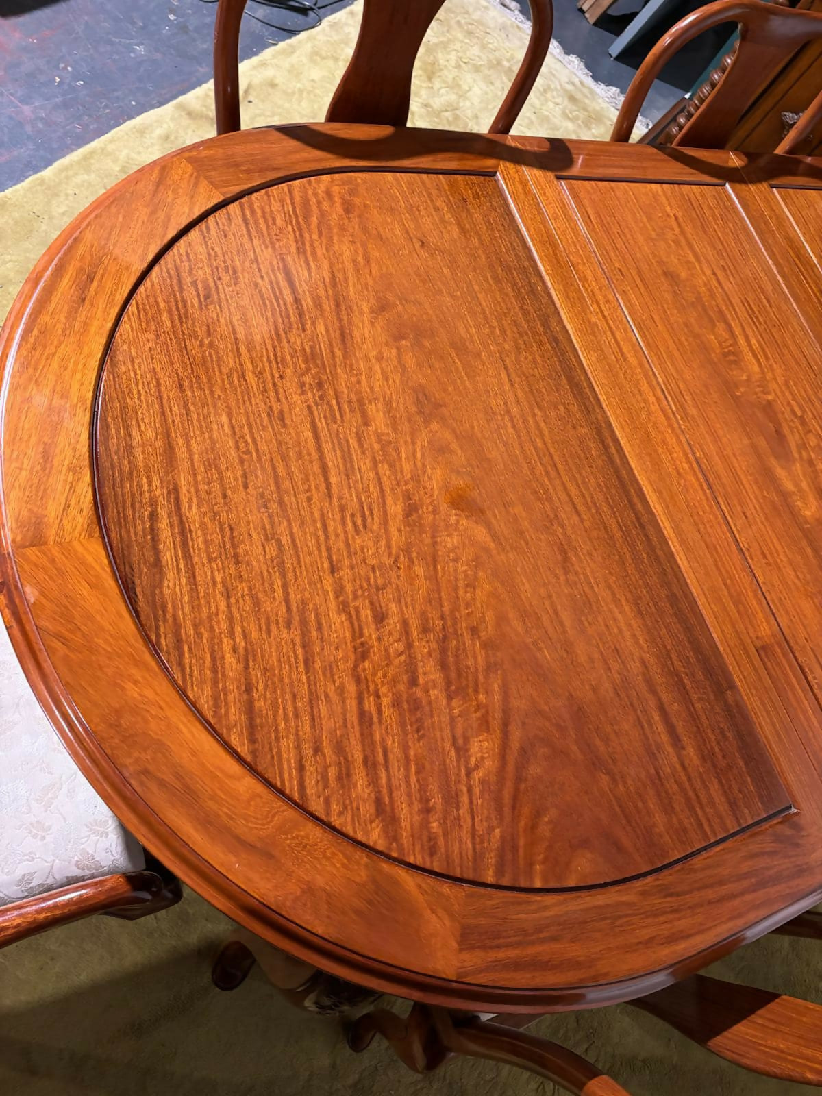 Vintage oriental style Chinese rosewood extending dining room table 7