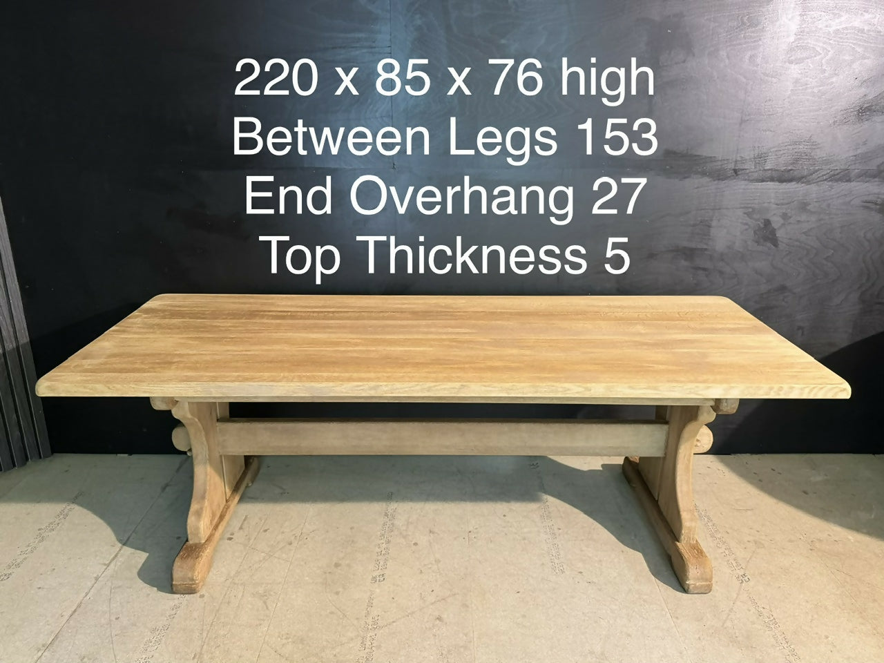 French Bleached Oak Farmhouse Dining Table