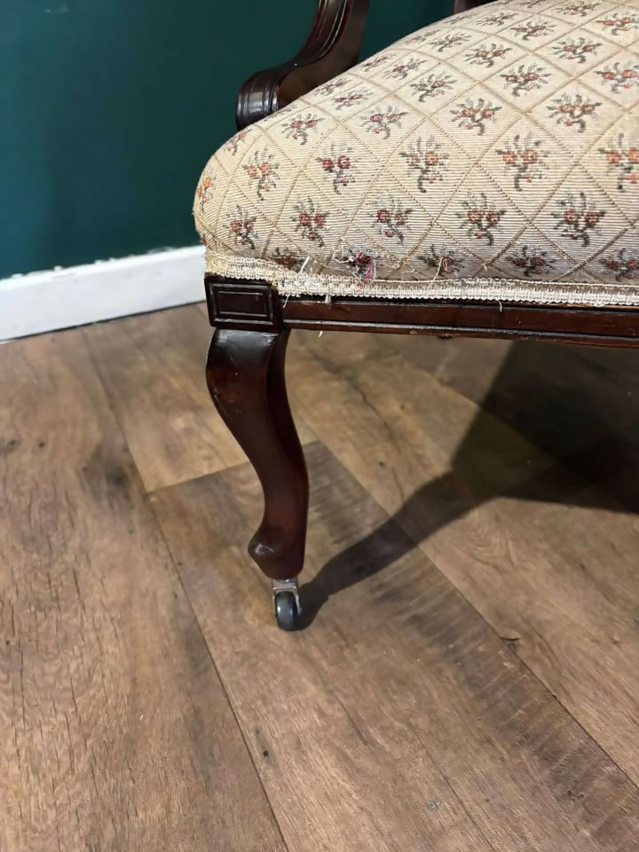 Pair Of Antique Mahogany Framed Drawing Room Chairsv