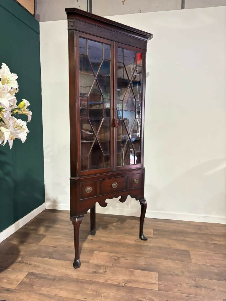 Antique Mahogany Corner Display Cabinet2
