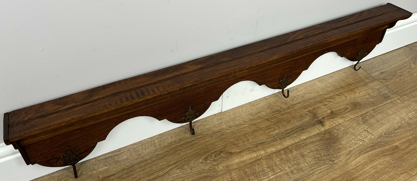 Coat Rack Antique French Carved Oak Wall Mounted 4 Hooks Rack Hanger LOT 6207