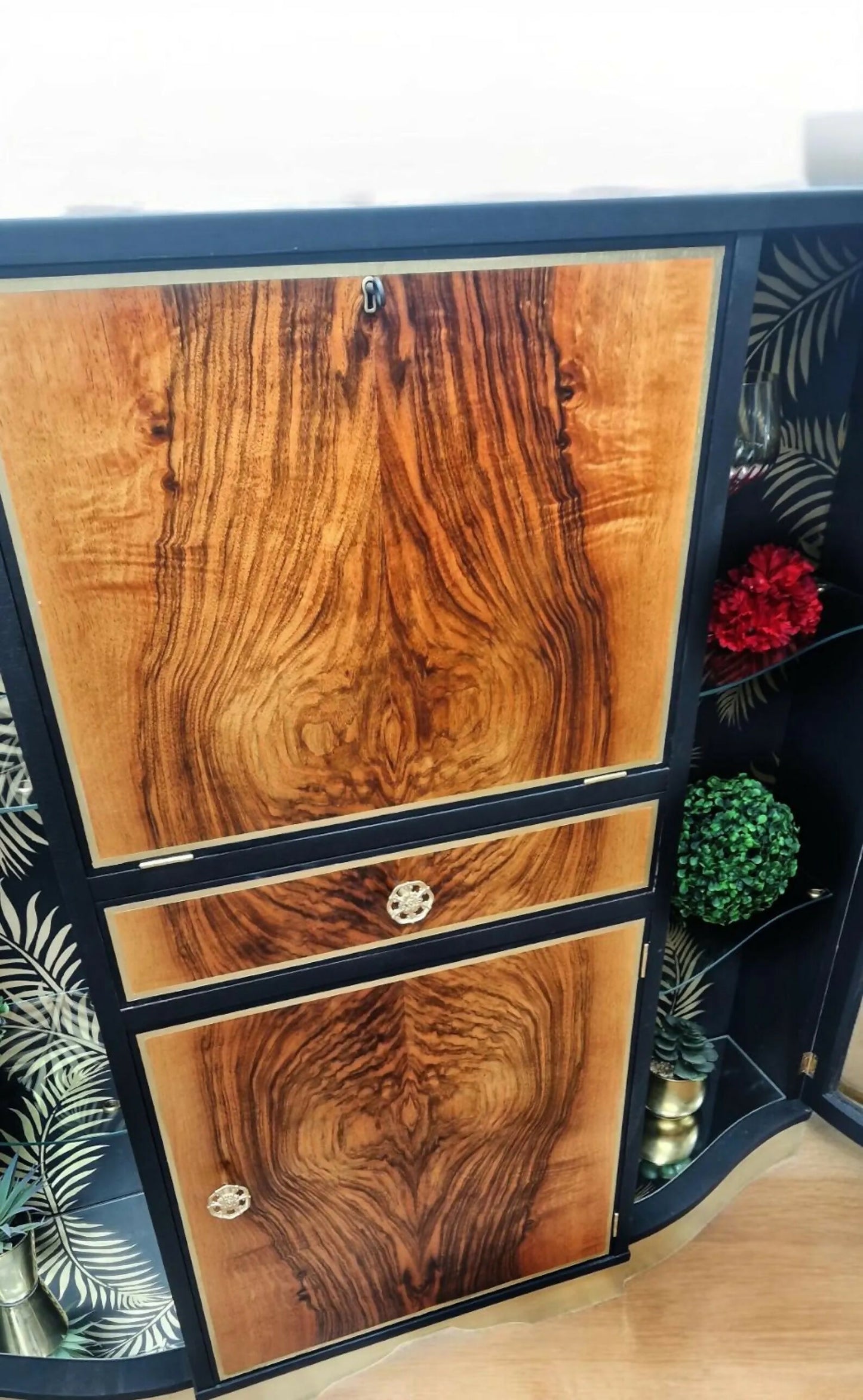 Art deco cocktail cabinet black and gold