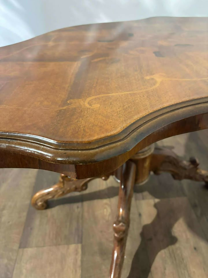 Reproduction Italian Walnut Inlaid Coffee Table