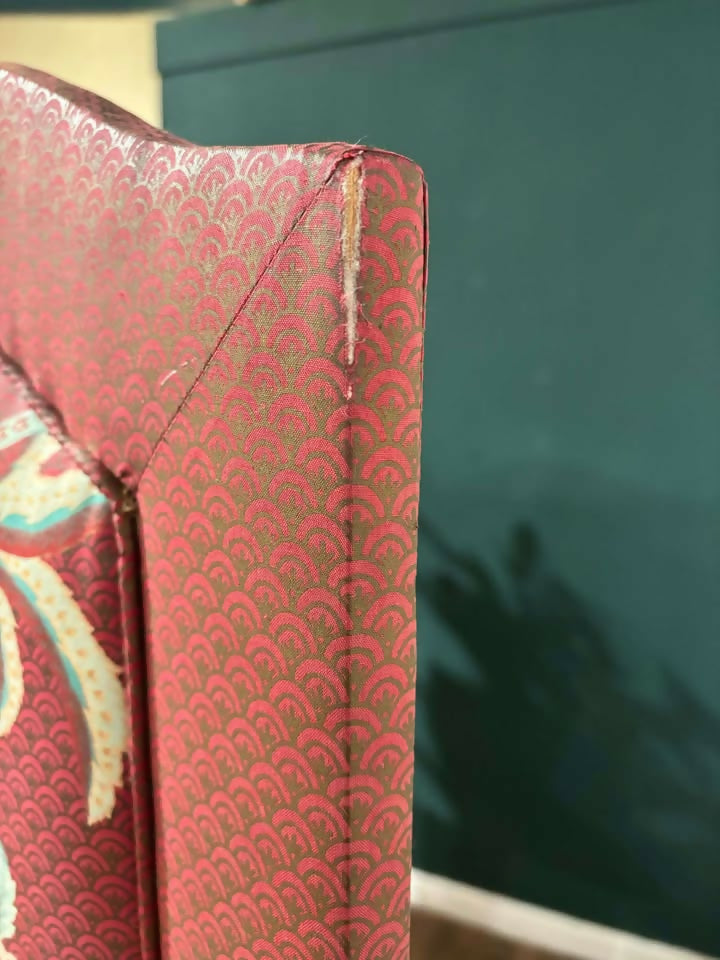 Vintage Fabric Covered Three Fold Dressing Screeng