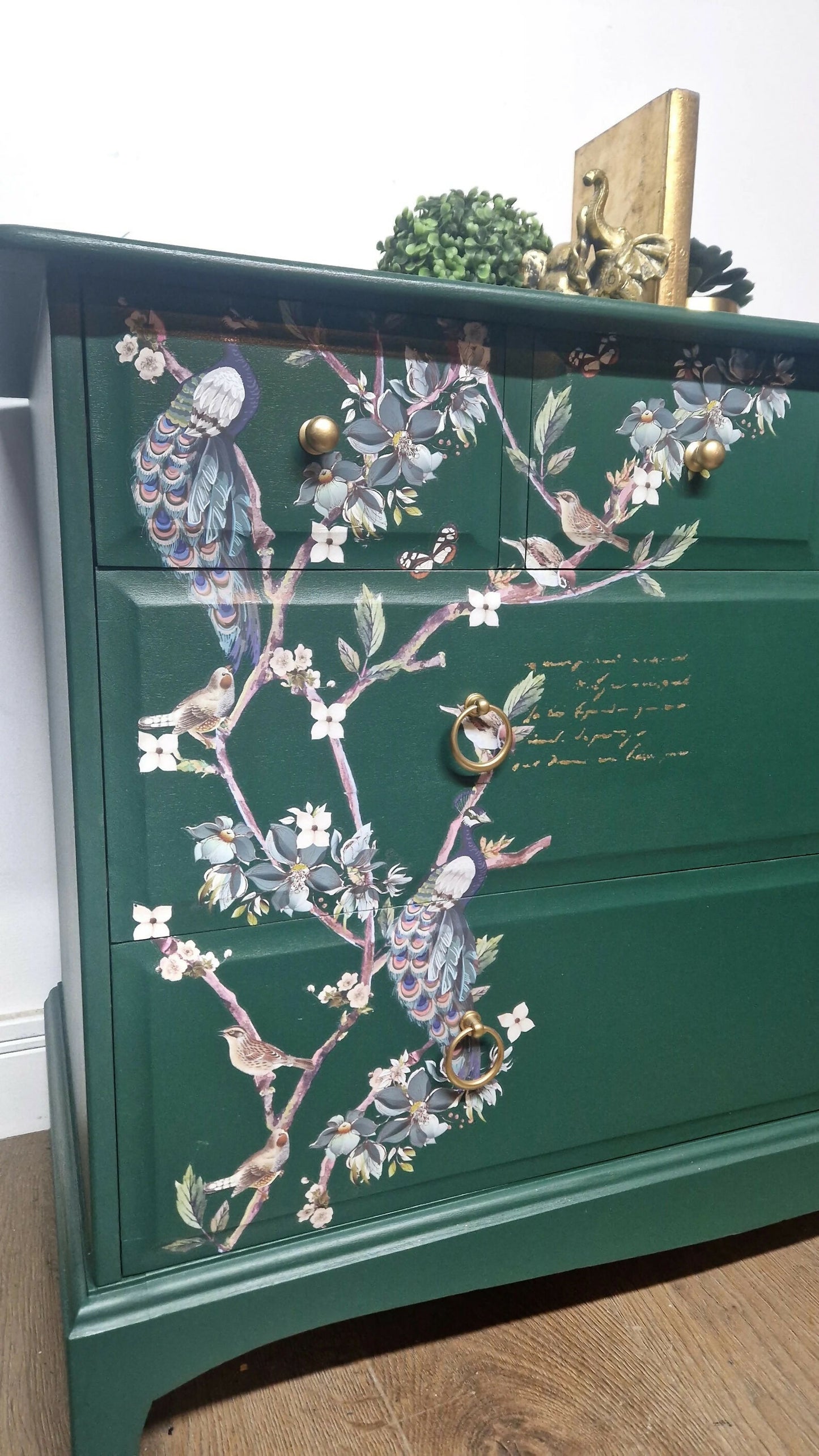 Stag green chest of drawers
