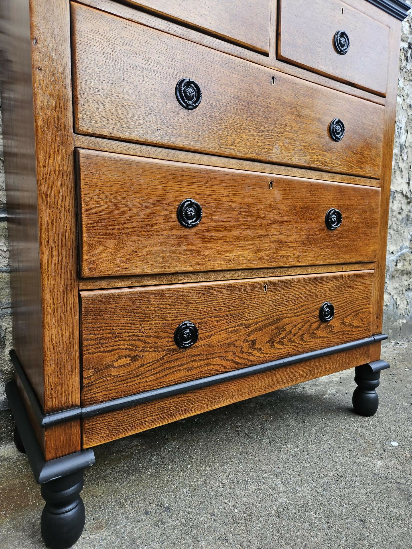Vintage Oak Chest Of Drawers Five Drawer Lovely Detailing Super Proportions