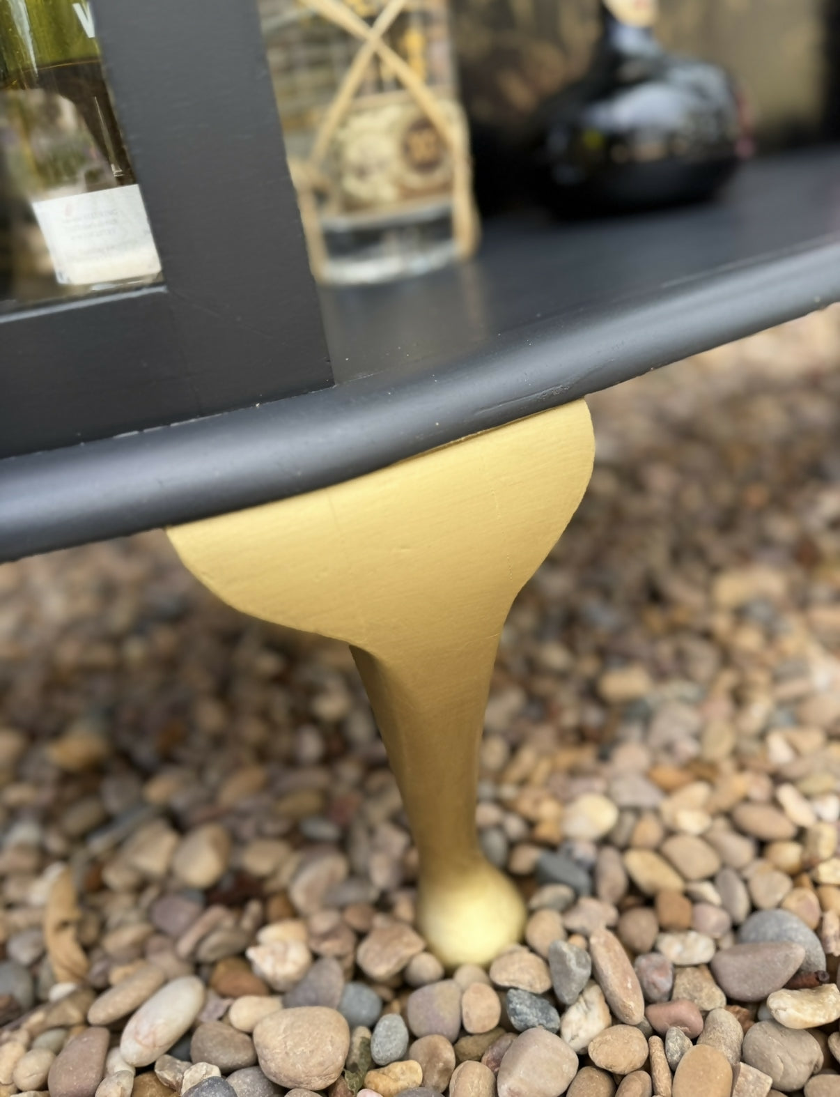Vintage Black & Antique Gold Drinks / Display / Gin Cabinet