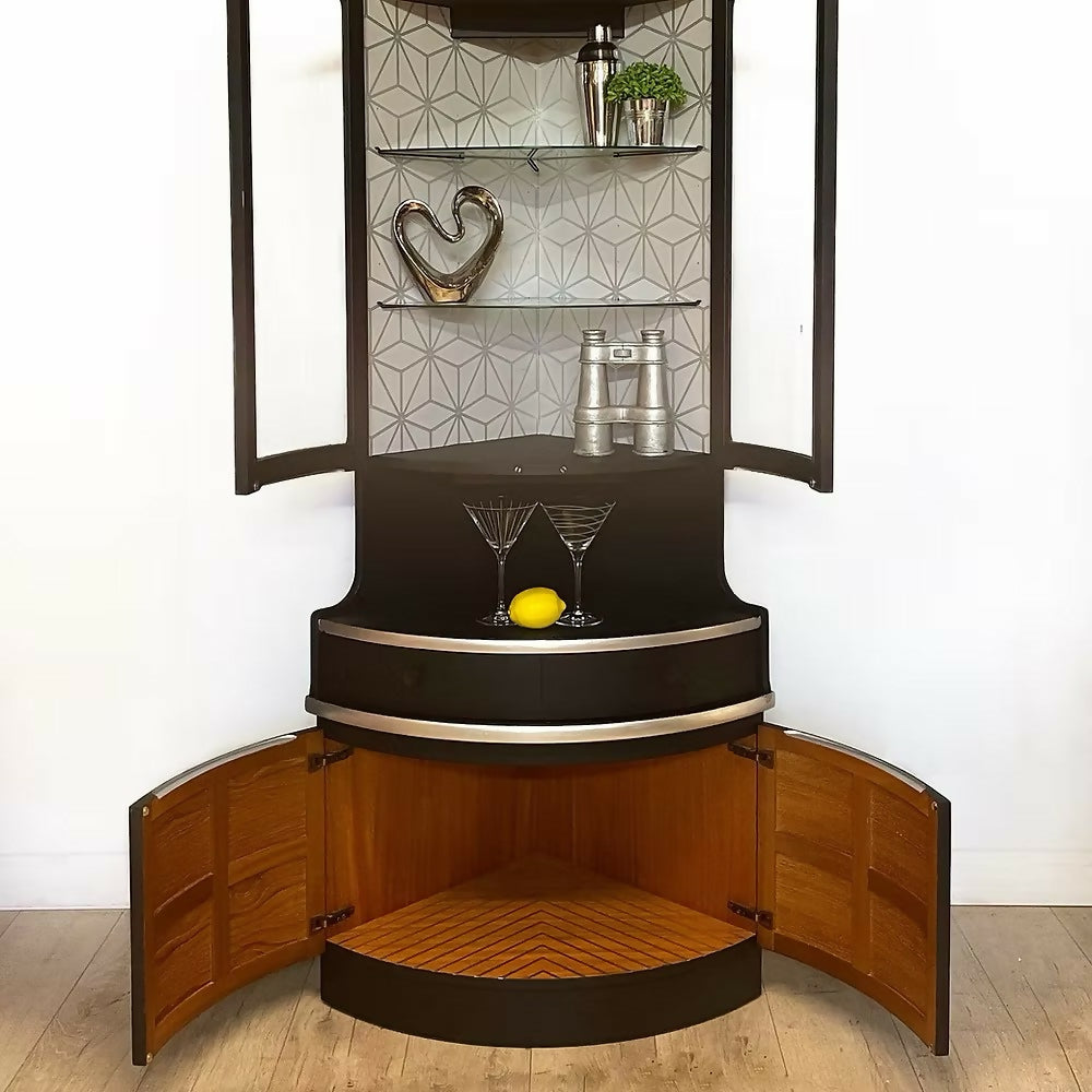 Nathan Black and Silver Corner Cabinet