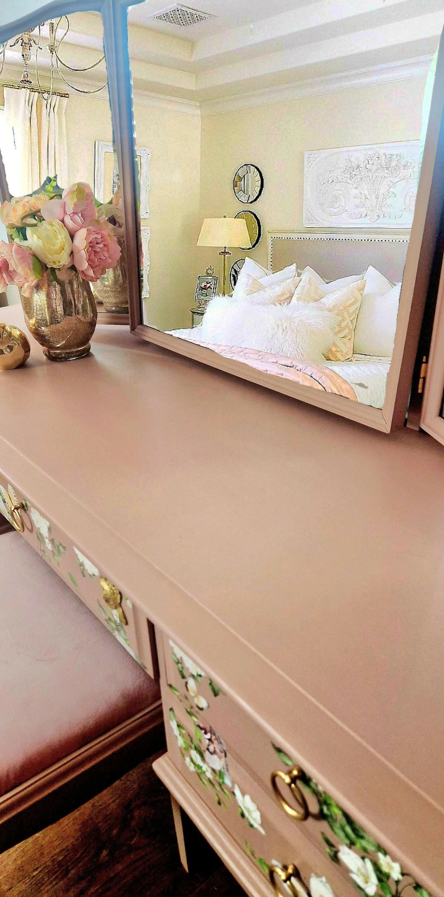 Pink stag dressing table,
