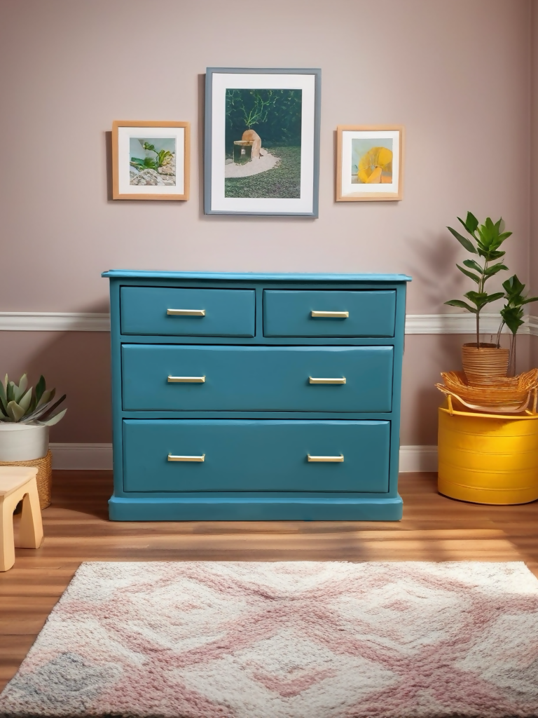 Deep Blue Serenity Chest – Golden Details for a Touch of Luxury