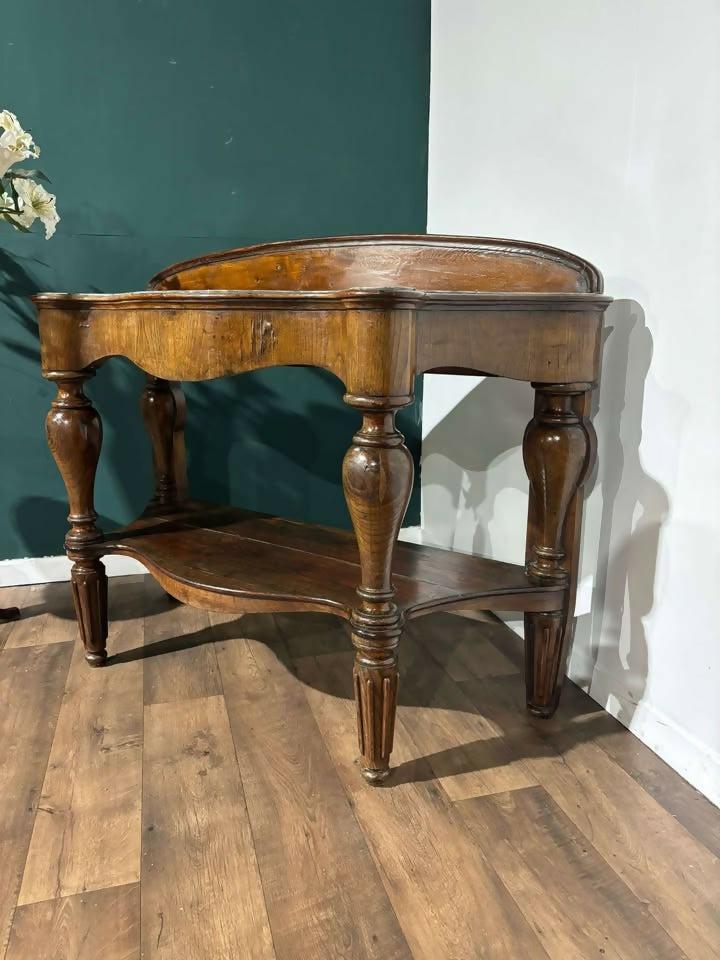 Victorian Mahogany Serpentine Front Console Table With Marble Topmn