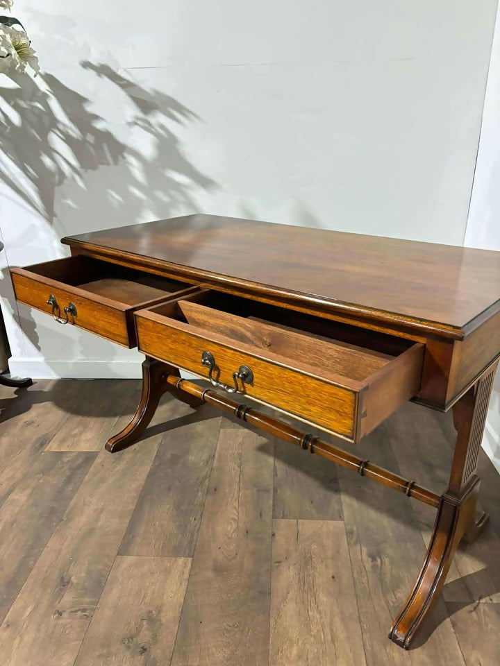 Reproduction Two Drawer Mahogany Side Table