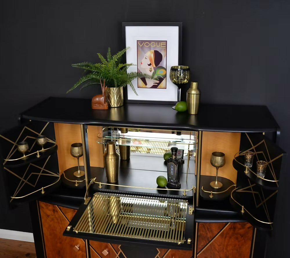 "The Washington", Art Deco Drinks Sideboard, BeautilityDrinks Cabinet, Cocktail
