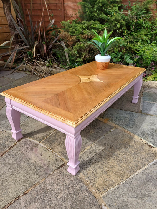 Upcycled Pink Coffee Table with Silver Highlights