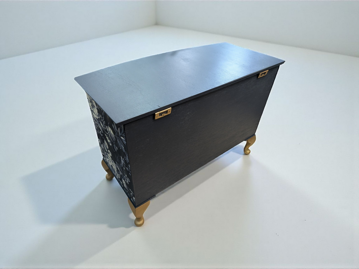 Vintage bedding blanket box ottoman navy blue floral chest