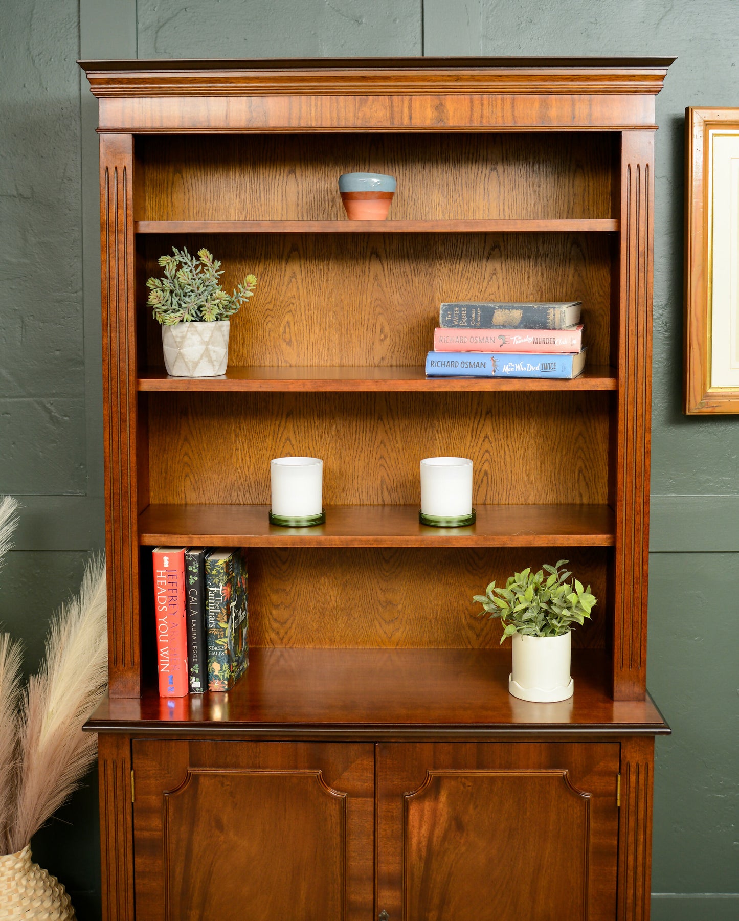 Georgian Style Open Fronted Bookcase Display Cabinet - Mahogany