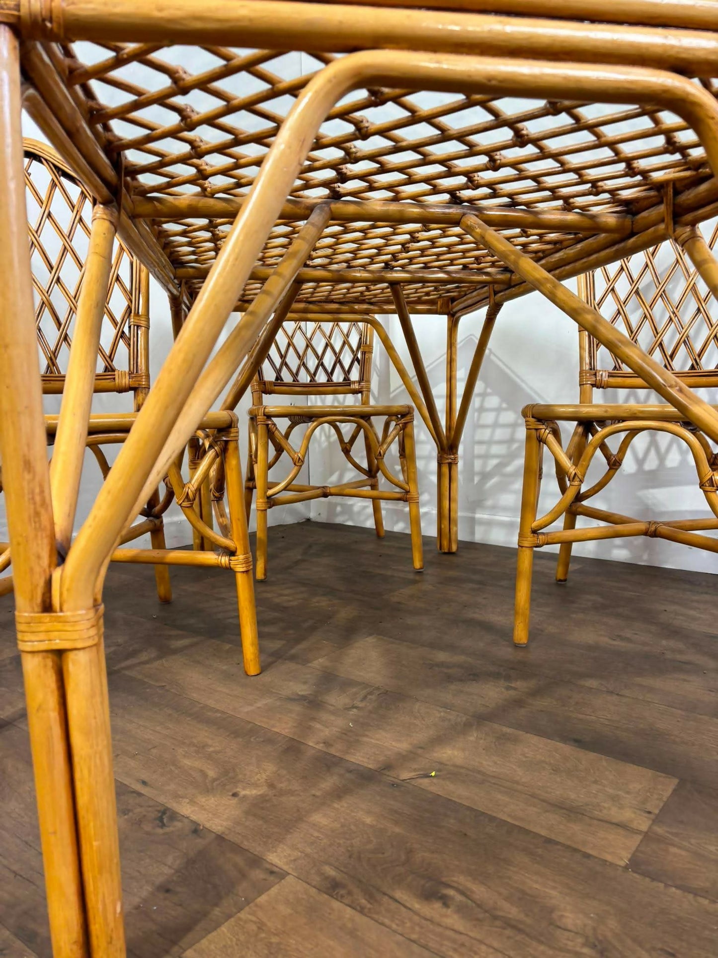 Vintage Cane & Glass Conservatory Dining Suite