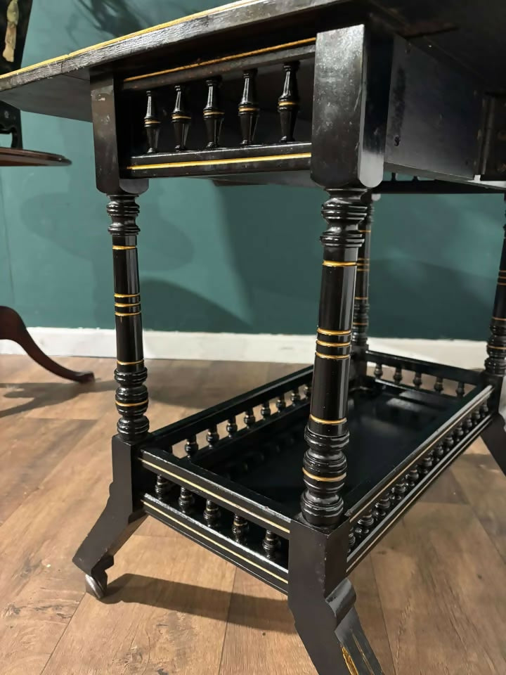 Edwardian Ebony Drop Leaf Side Tablevv