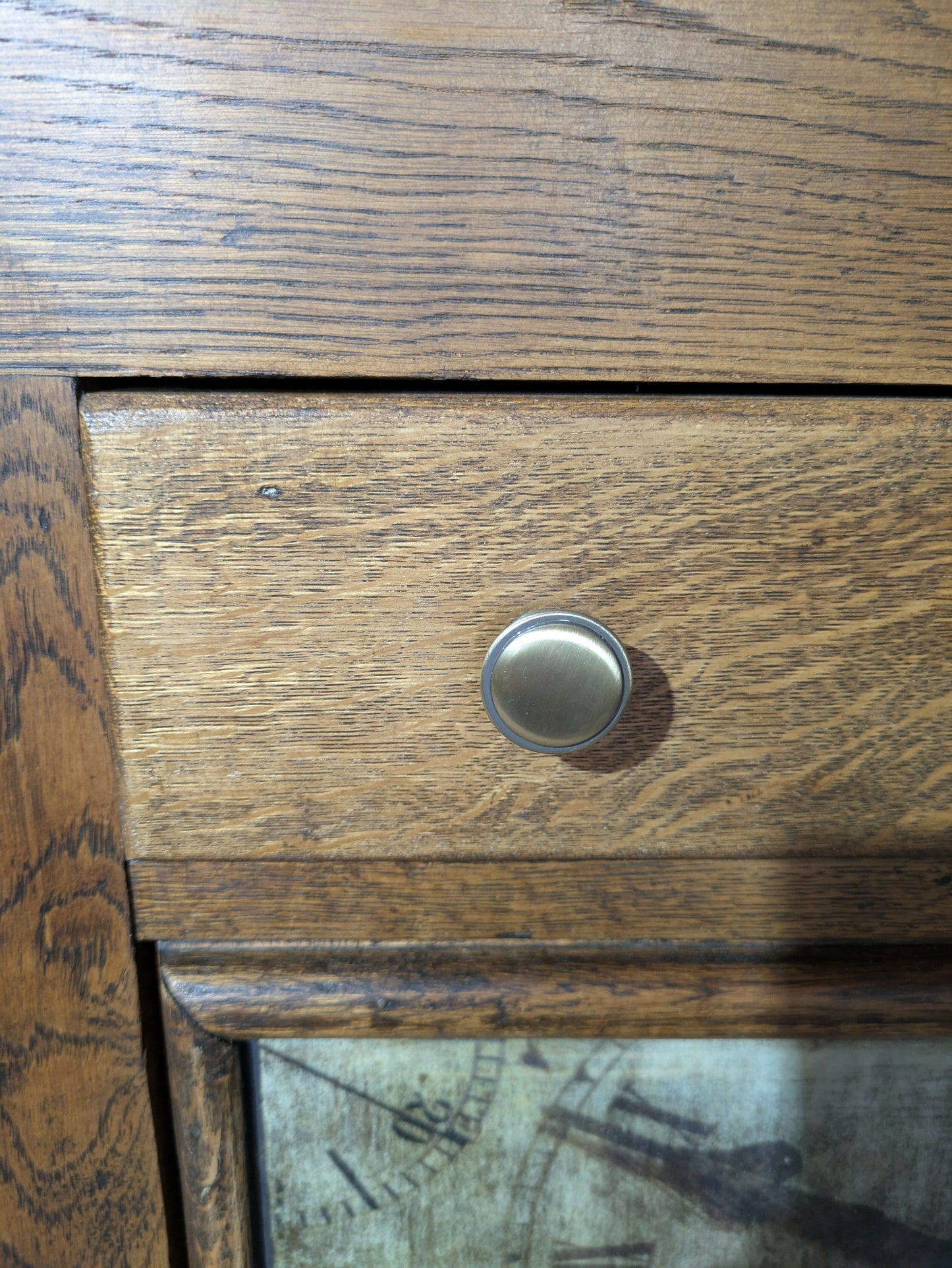Hand-Painted Vintage Cupboard in Annie Sloan Black and Hornfleur | Decoupage Detail and Brass Hardware
