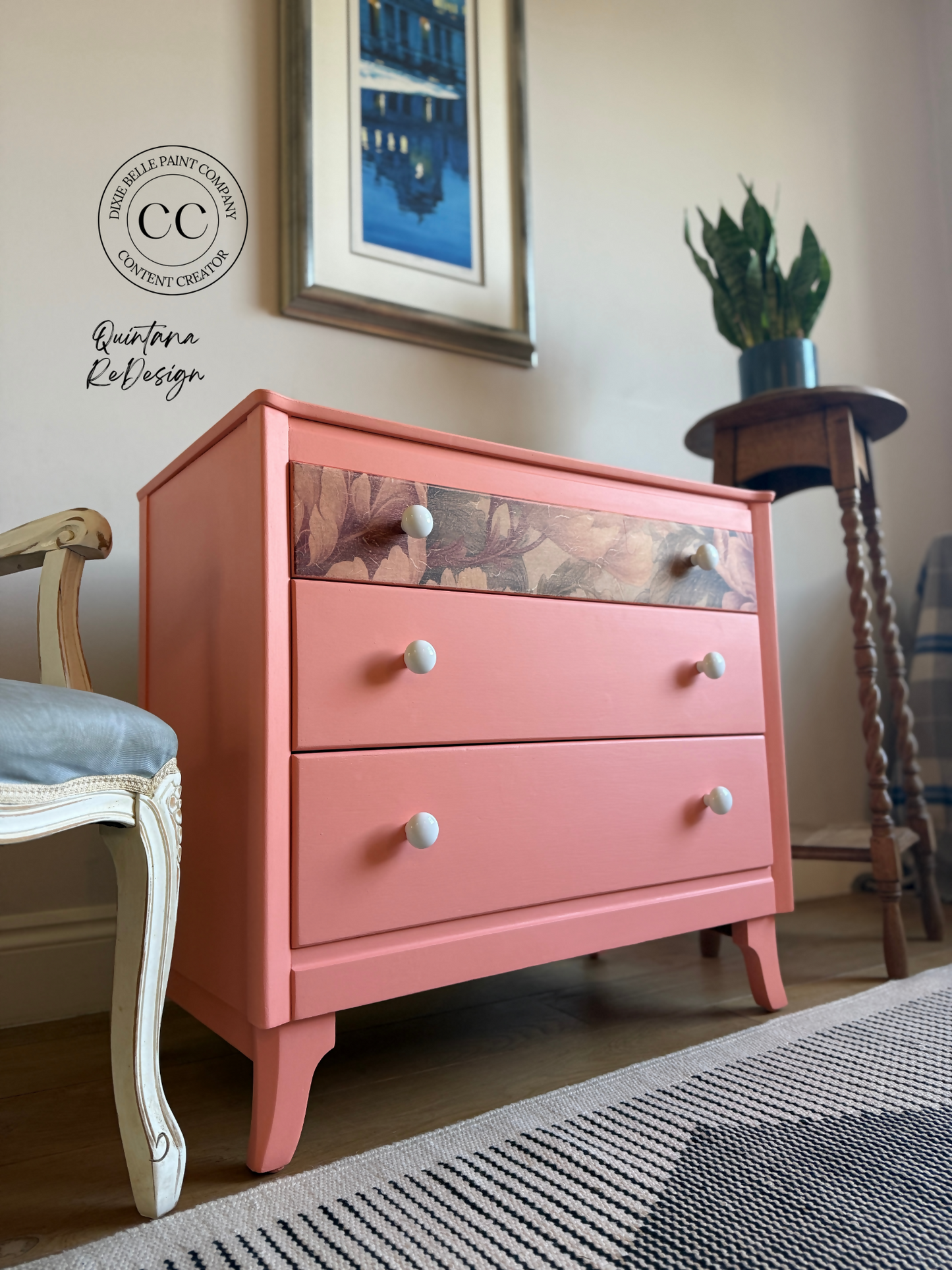 Harris Lebus Chest Of drawers Bedside Table Pink Coral 3 drawers