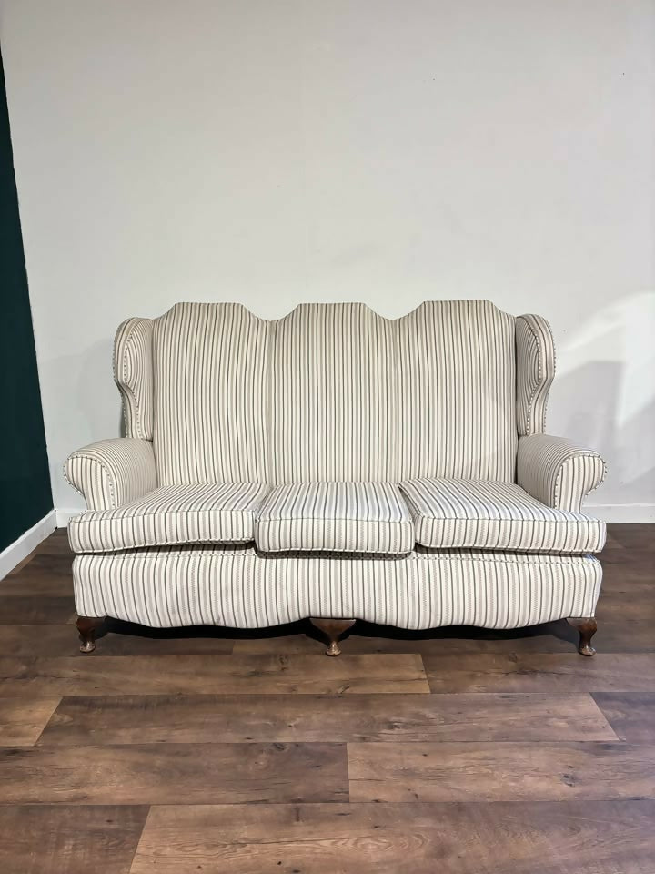 Queen Anne Style Triple Camel Back Sofa