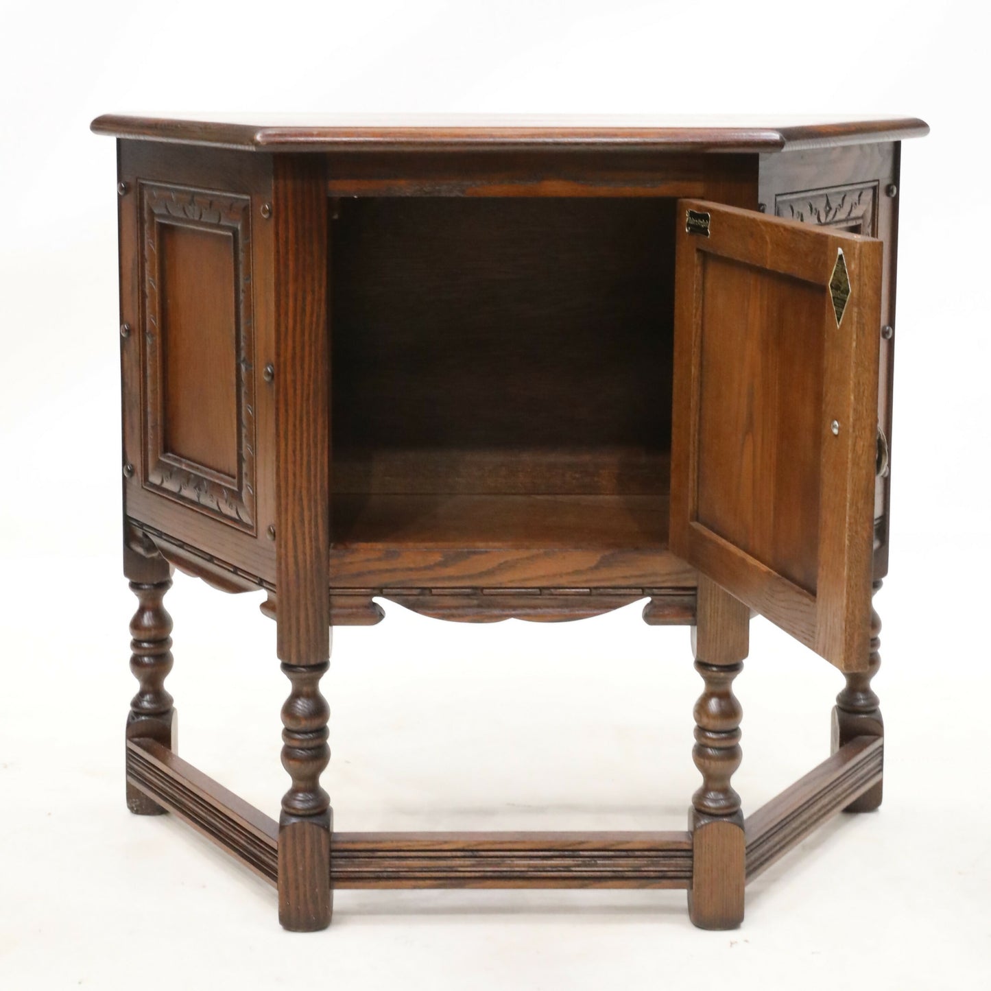 Old Charm Canted Table With Cupboard Finished In Tudor Brown FREE UK Delivery. SBR8978/1004D