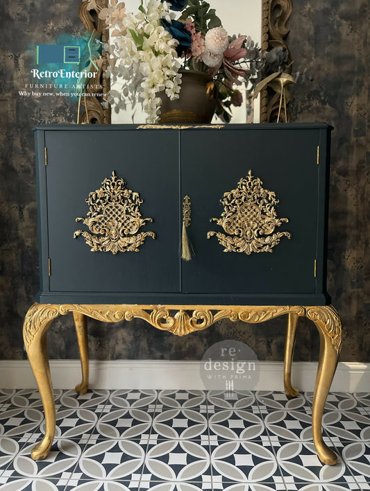 Blue and Gold art Deco cocktails/drinks cabinet