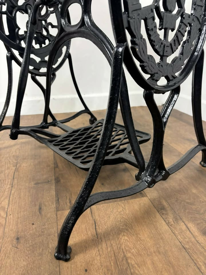 Vintage Oak Cast Iron Rectangular Centre Table on Treadle Base