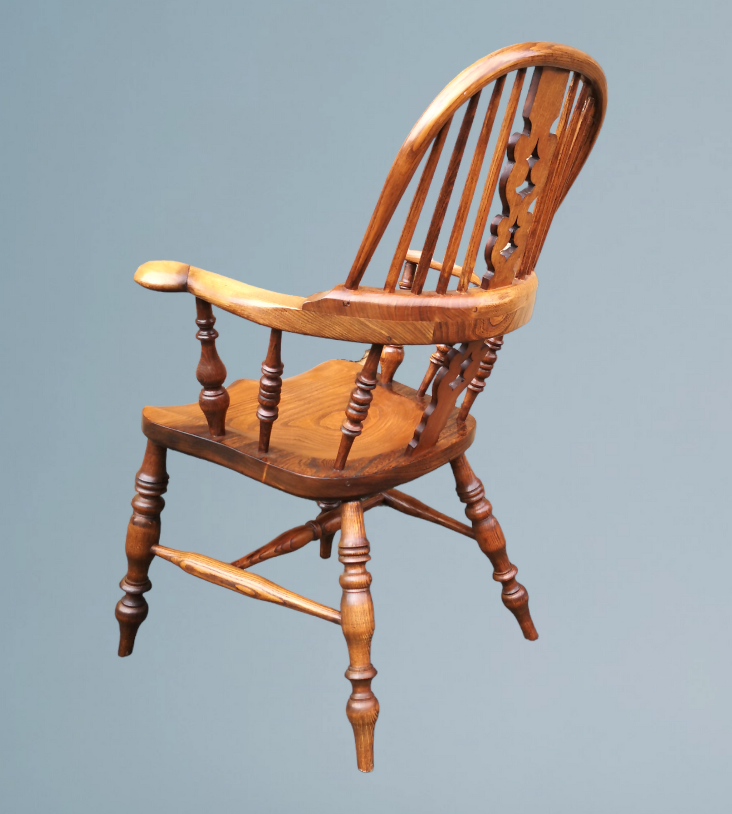 Set of Six Ash & Elm Broad Arm High Back Windsor Armchairs