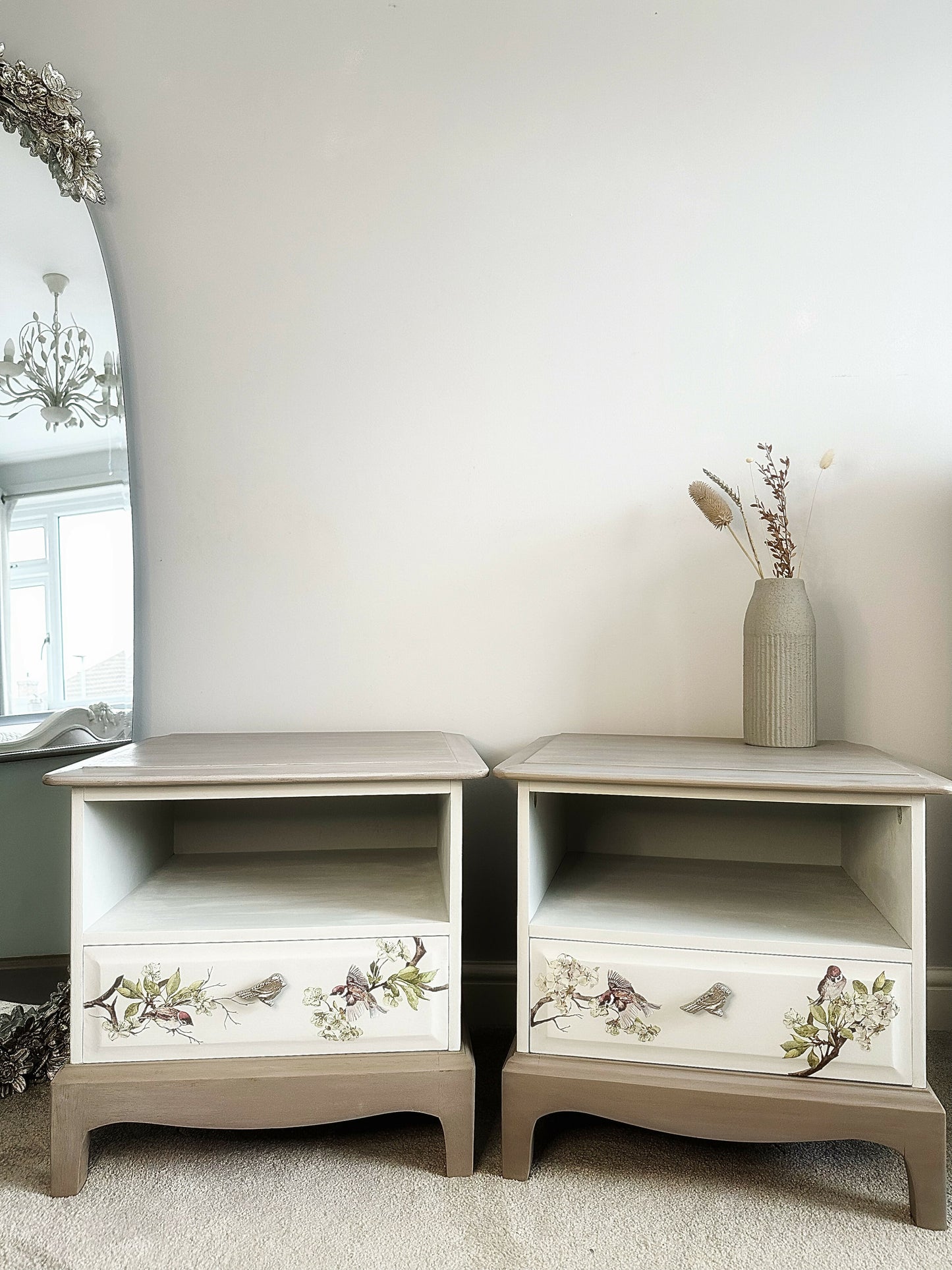 Set of Bird Design Tables, Bedsides, Drawers