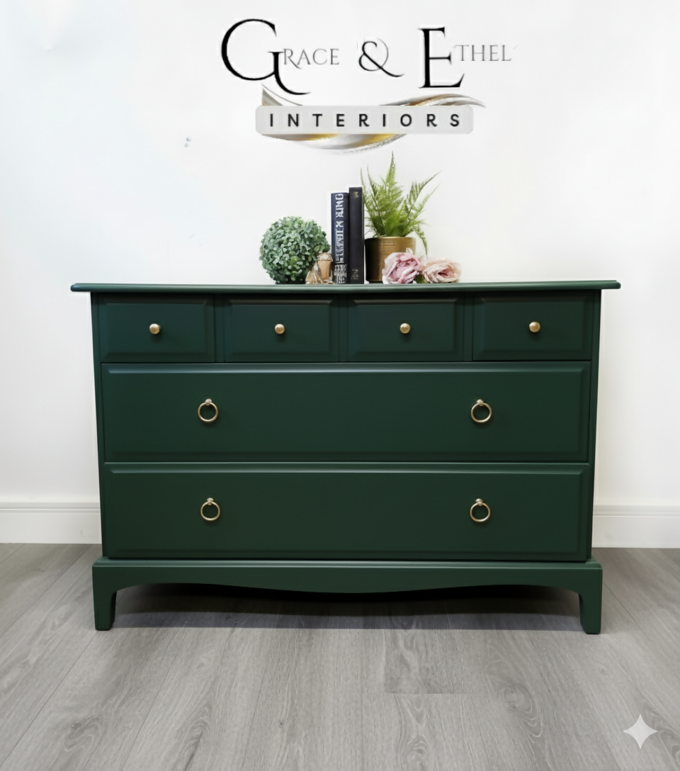 Stag minstrel chest of drawers in dark green
