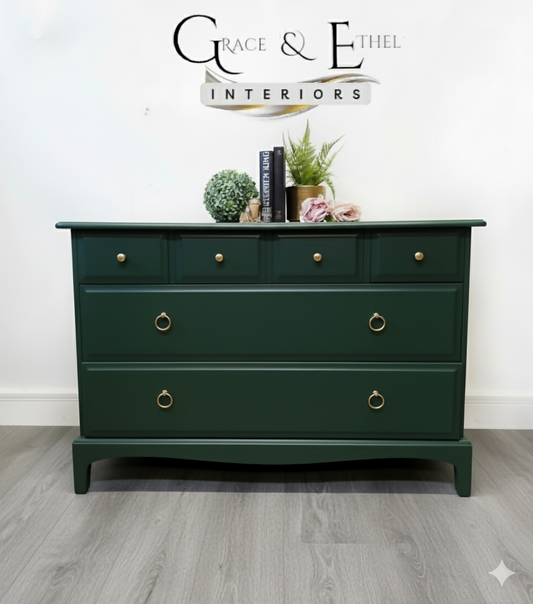 Stag minstrel chest of drawers in dark green