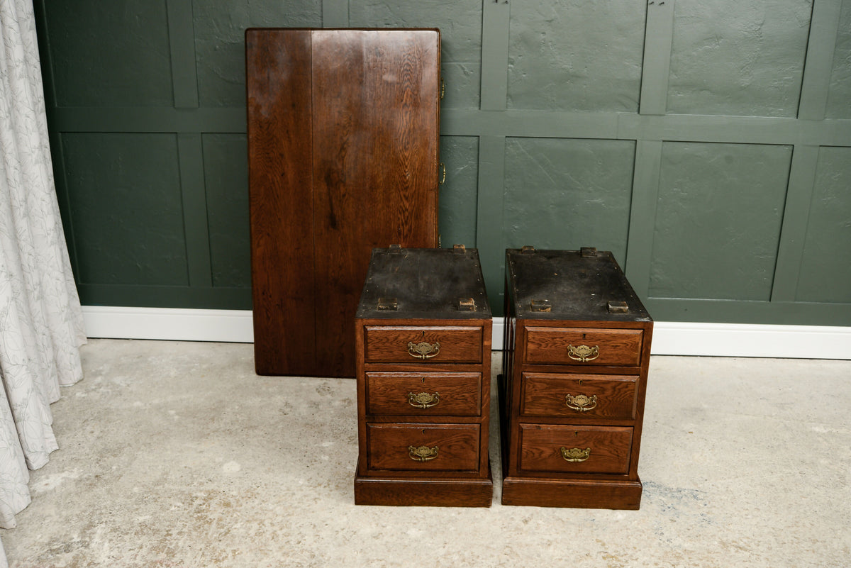 Large Antique Oak Pedestal Desk - Solid Oak