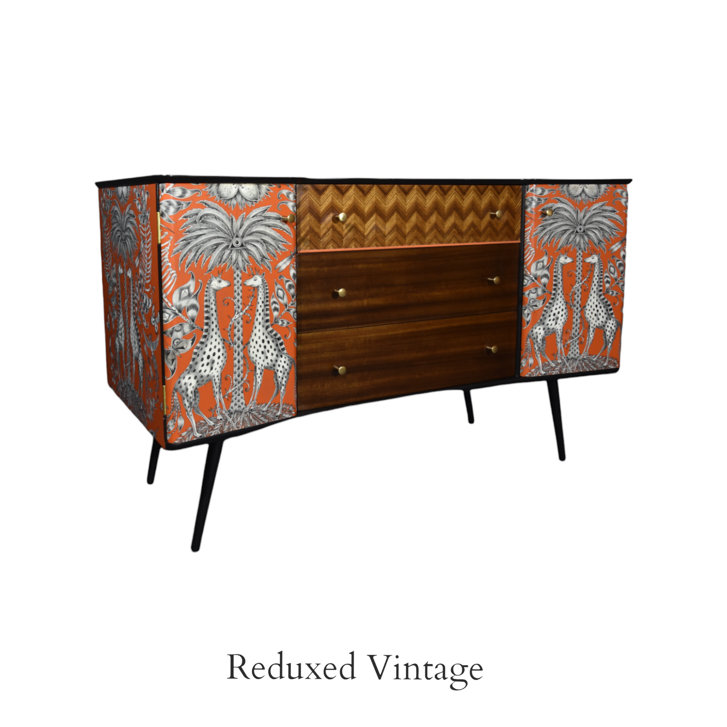 Sideboard, decoupage, hand painted, storage, MCM, uniflex, diningroom, sittingroom