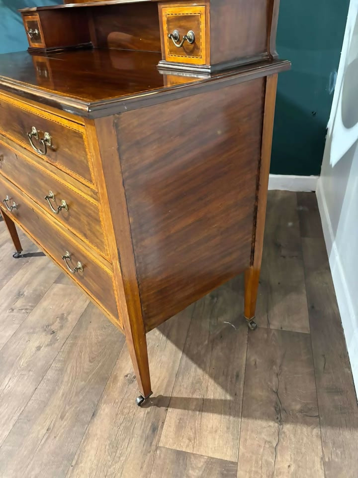 Edwardian mahogany inlaid dressing table featuringbv