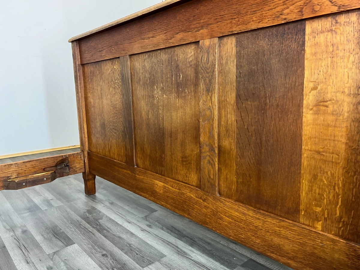 Bed Antique French Style Oak Double Bed Frame Carved Headboard LOT 2293
